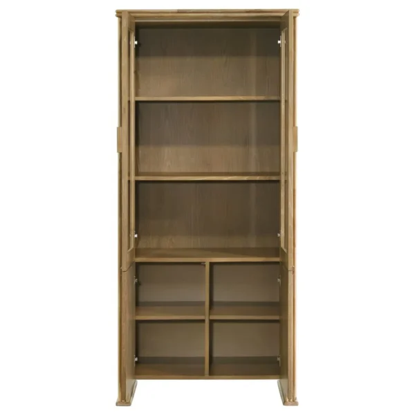 Adina 77-inch Tall Display Cabinet Distressed Light Brown - COA-193616