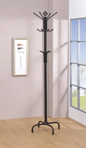 Collier 12 Hook Freestanding Coat Rack Hat Hanger Black - COA-2019