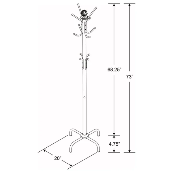 Collier 12 Hook Freestanding Coat Rack Hat Hanger Black - COA-2019