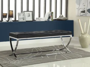 Walton Leatherette Upholstered Tufted Accent Bench Black - COA-501156