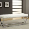 Walton Leatherette Upholstered Tufted Accent Bench White - COA-501157