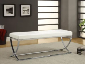 Walton Leatherette Upholstered Tufted Accent Bench White - COA-501157