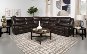 Sycamore Upholstered Power Reclining Sectional Sofa Brown - COA-610190P