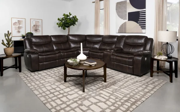 Sycamore Upholstered Power Reclining Sectional Sofa Brown - COA-610190P