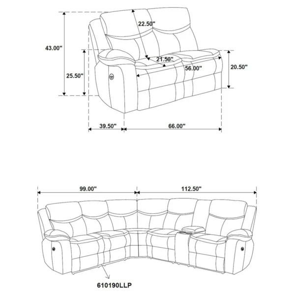 Sycamore Upholstered Power Reclining Sectional Sofa Brown - COA-610190P