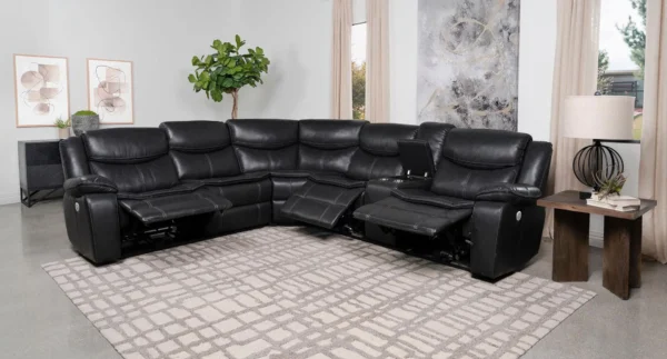 Sycamore Upholstered Power Reclining Sectional Sofa Grey - COA-610200P