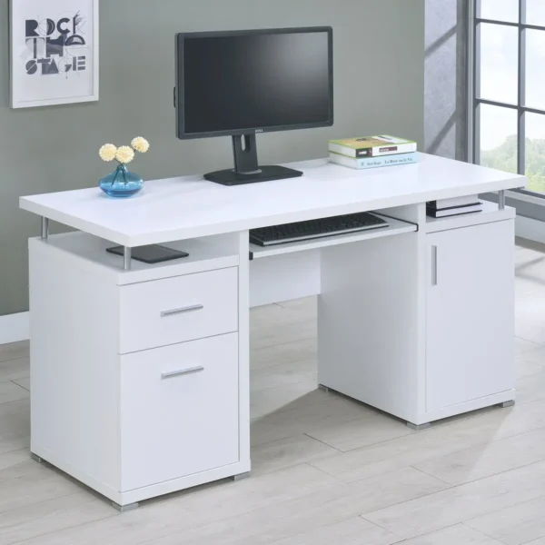 Tracy 55-inch 2-drawer Office Computer Desk White - COA-800108
