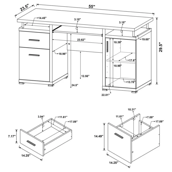 Tracy 55-inch 2-drawer Office Computer Desk White - COA-800108