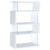 Emelle 63-inch 4-shelf Glass Panel Bookshelf White - COA-800300