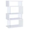 Emelle 63-inch 4-shelf Glass Panel Bookshelf White - COA-800300