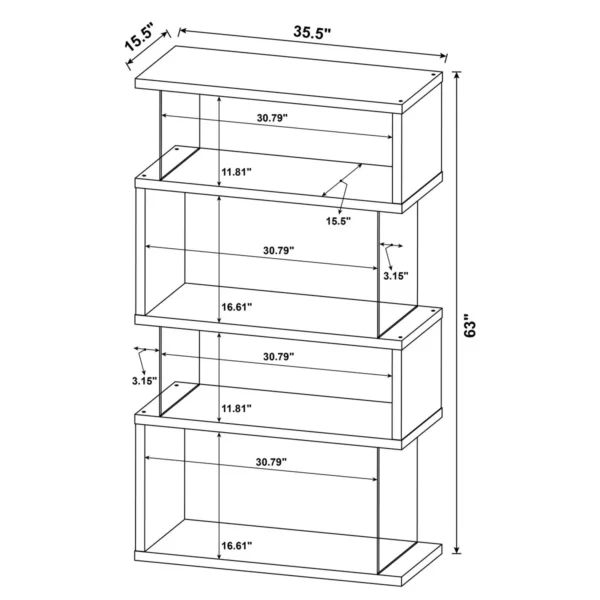 Emelle 63-inch 4-shelf Glass Panel Bookshelf White - COA-800300