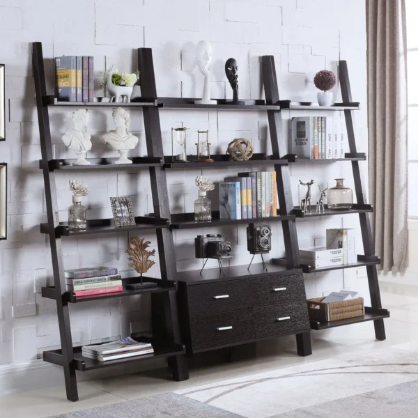 800319_06-7226604 Colella 72-inch 5-shelf Storage Ladder Bookshelf Cappuccino - COA-800319