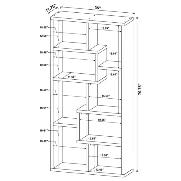 Theo 71-inch 6-shelf Bookshelf Mango - COA-800515