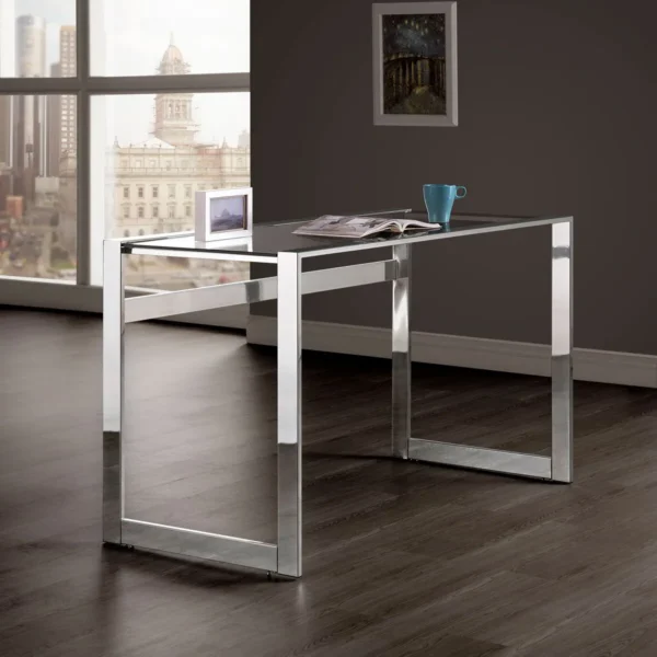 Hartford 47-inch Glass Top Writing Desk Chrome - COA-800746