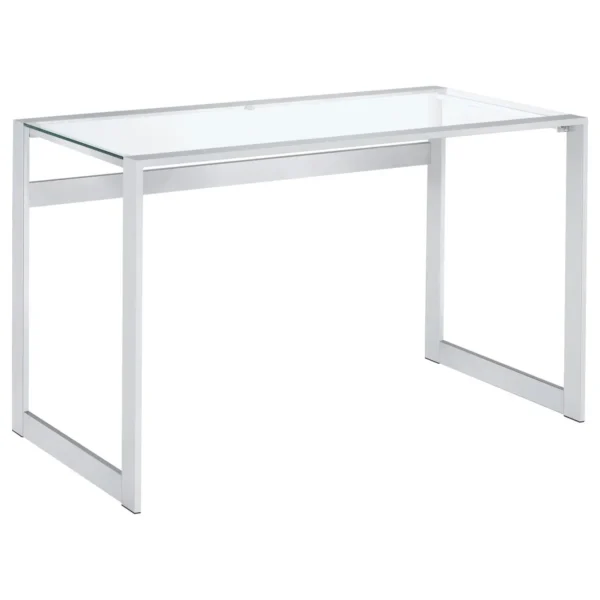 Hartford 47-inch Glass Top Writing Desk Chrome - COA-800746