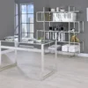 Hartford 47-inch Glass Top Writing Desk Chrome - COA-800746