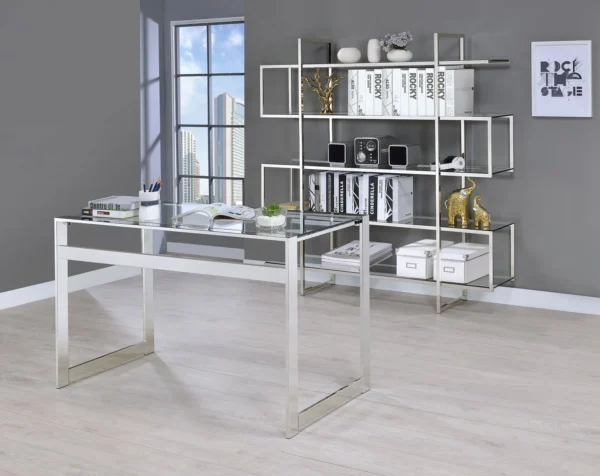 Hartford 47-inch Glass Top Writing Desk Chrome - COA-800746