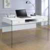 Dobrev 48-inch 2-drawer Writing Desk White High Gloss - COA-800829