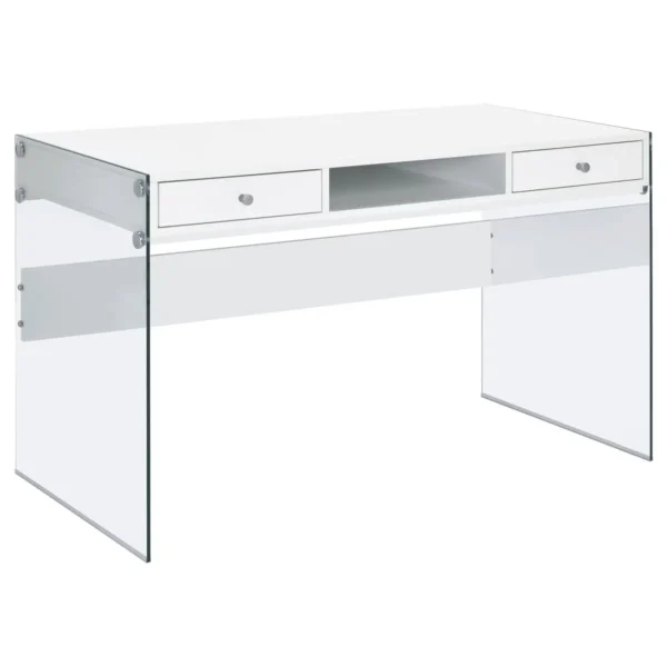 Dobrev 48-inch 2-drawer Writing Desk White High Gloss - COA-800829