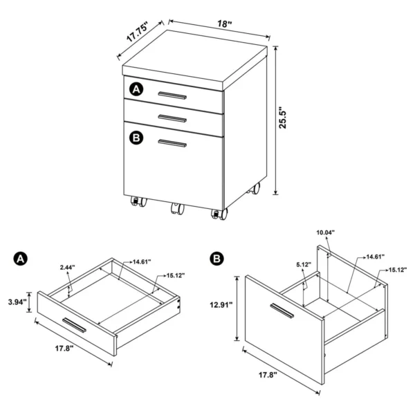 Skylar 3-drawer Home Office Mobile File Cabinet Cappuccino - COA-800894