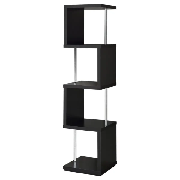 Baxter 67-inch 4-shelf Bookshelf Black and Chrome - COA-801419