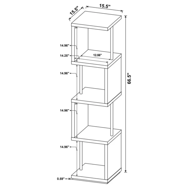 Baxter 67-inch 4-shelf Bookshelf Black and Chrome - COA-801419