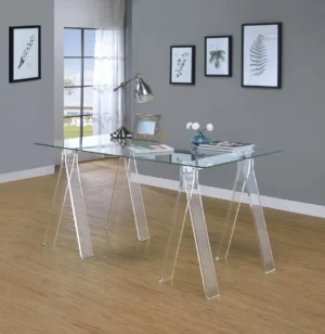 Amaturo 59-inch Glass Top Acrylic Writing Desk Clear - COA-801535