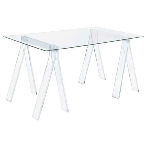 Amaturo 59-inch Glass Top Acrylic Writing Desk Clear - COA-801535