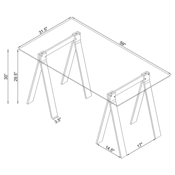 Amaturo 59-inch Glass Top Acrylic Writing Desk Clear - COA-801535