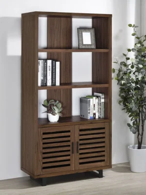 Maddox 71-inch 3-shelf Cabinet Bookcase Walnut - COA-801863
