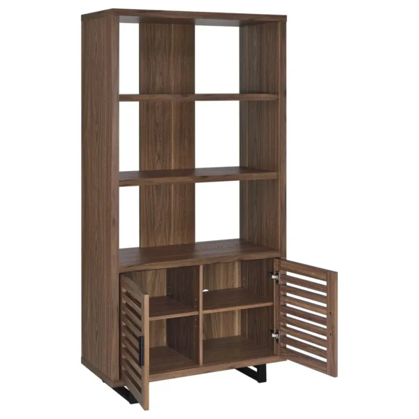 Maddox 71-inch 3-shelf Cabinet Bookcase Walnut - COA-801863