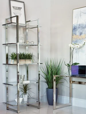 Hartford 79-inch 5-shelf Glass Bookshelf Chrome - COA-805538