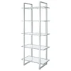 Hartford 79-inch 5-shelf Glass Bookshelf Chrome - COA-805538