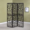 Nailan 3-Panel Room Divider Folding Screen Black Open Mosaic - COA-900092