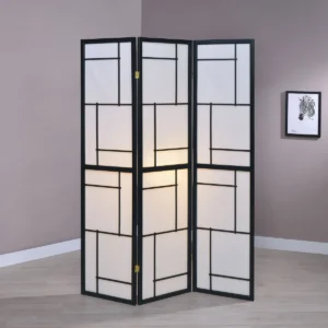 Damis 3-Panel Room Divider Folding Shoji Screen Black - COA-900102