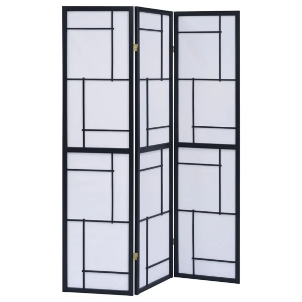 Damis 3-Panel Room Divider Folding Shoji Screen Black - COA-900102
