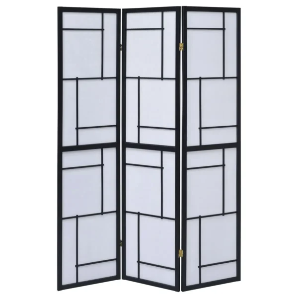 Damis 3-Panel Room Divider Folding Shoji Screen Black - COA-900102