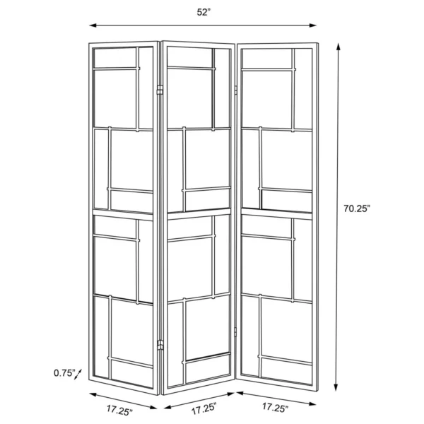 Damis 3-Panel Room Divider Folding Shoji Screen Black - COA-900102