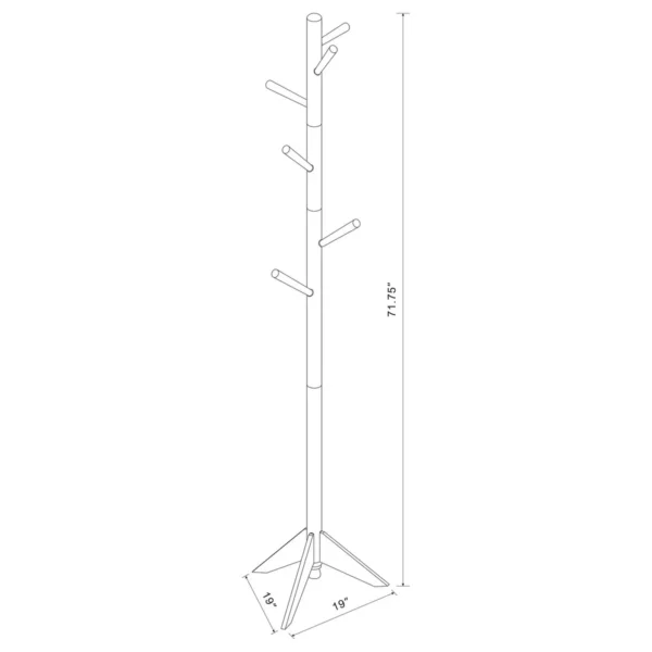 Devlin 6 Hook Freestanding Wood Coat Rack Hat Hanger Grey - COA-900632