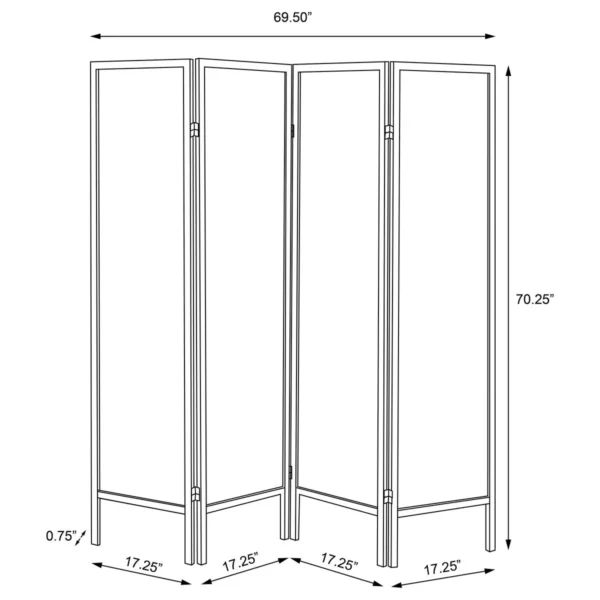 Haidera 4-Panel Room Divider Folding Screen Black Damask - COA-901632