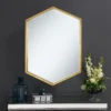 Bledel 24 x 34 Inch Hexagonal Wall Mirror Gold - COA-902356