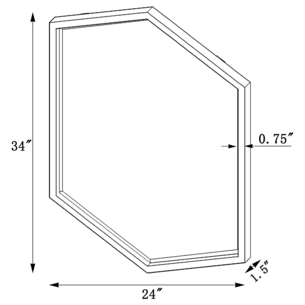 Bledel 24 x 34 Inch Hexagonal Wall Mirror Gold - COA-902356