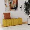 Summer Fabric Upholstered Tufted Accent Bench Mustard Yellow - COA-910292