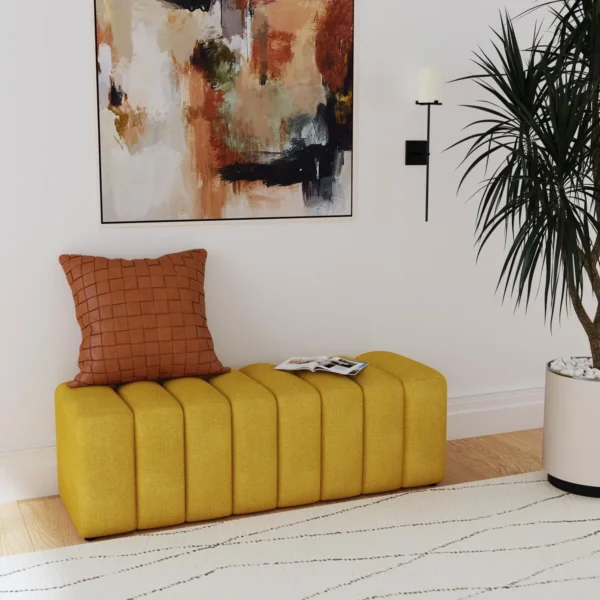 Summer Fabric Upholstered Tufted Accent Bench Mustard Yellow - COA-910292