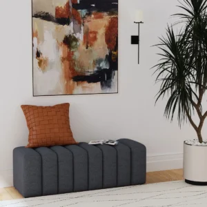 Summer Fabric Upholstered Tufted Accent Bench Charcoal - COA-910294