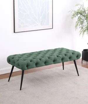 Ella Upholstered Tufted Bench Metal Legs Teal - COA-910336