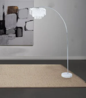 Shirley 86-inch Hanging Crystal Arc Metal Floor Lamp Chrome - COA-920065