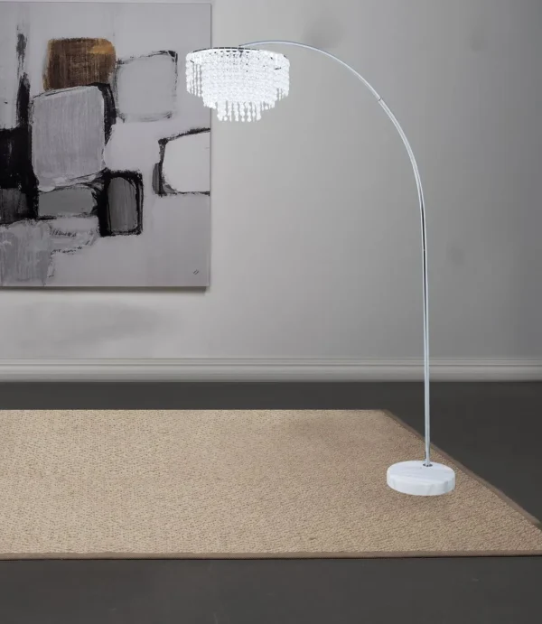 Shirley 86-inch Hanging Crystal Arc Metal Floor Lamp Chrome - COA-920065