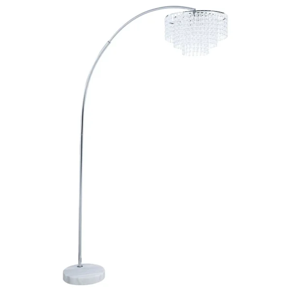 Shirley 86-inch Hanging Crystal Arc Metal Floor Lamp Chrome - COA-920065