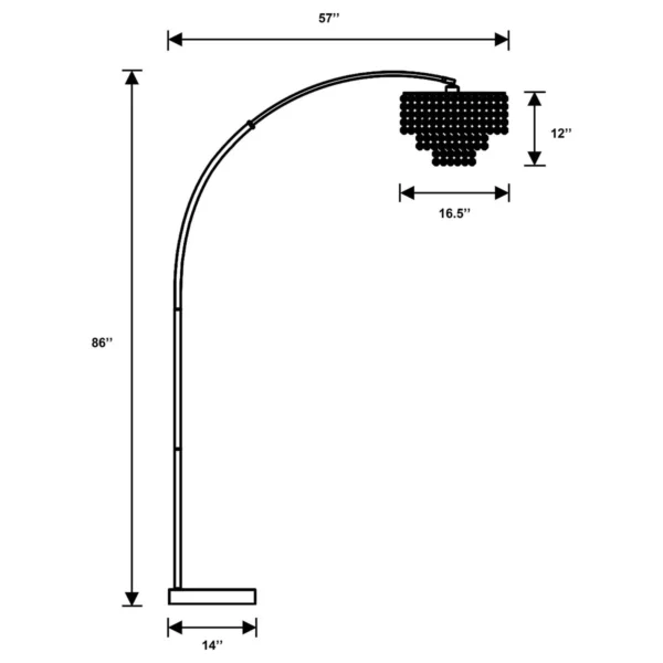 Shirley 86-inch Hanging Crystal Arc Metal Floor Lamp Chrome - COA-920065
